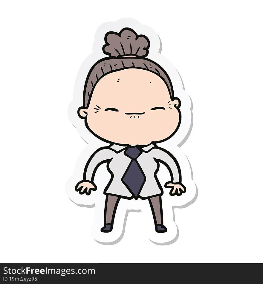 sticker of a cartoon peaceful old woman