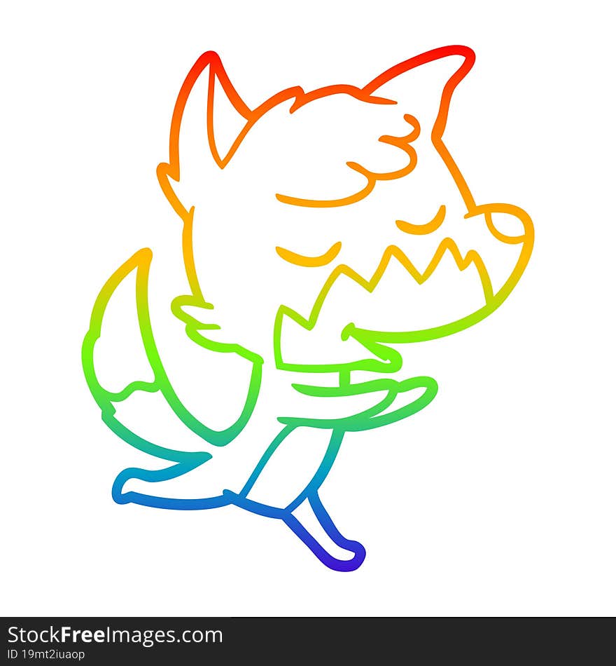 rainbow gradient line drawing friendly cartoon fox running