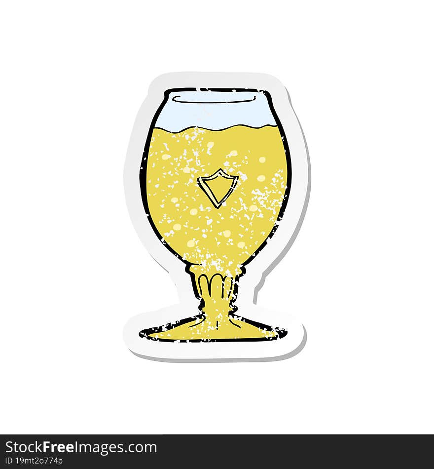 retro distressed sticker of a cartoon beer