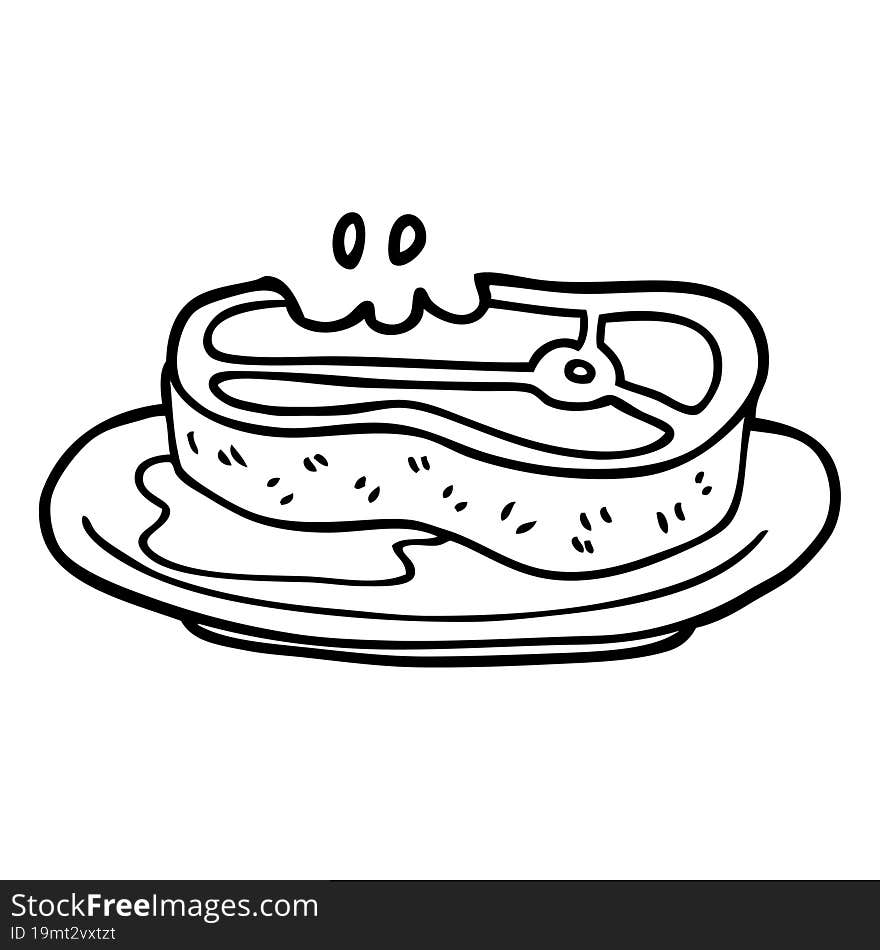 line drawing cartoon rare steak