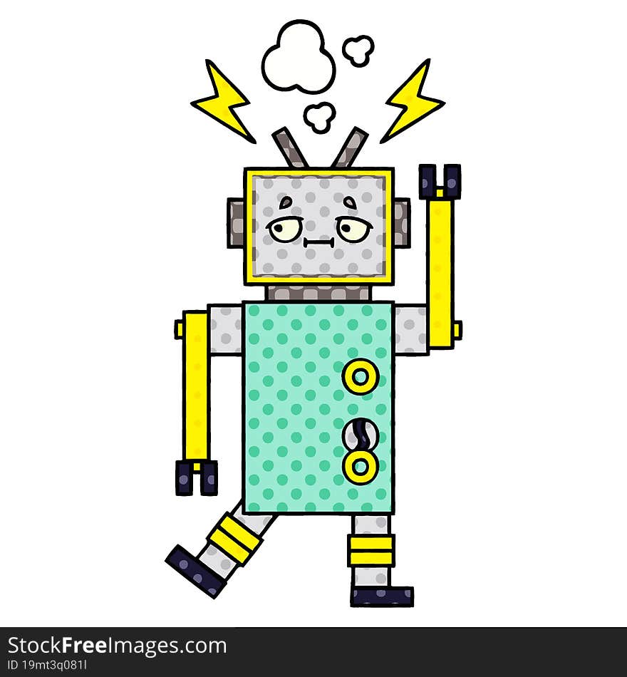 Comic Book Style Cartoon Robot