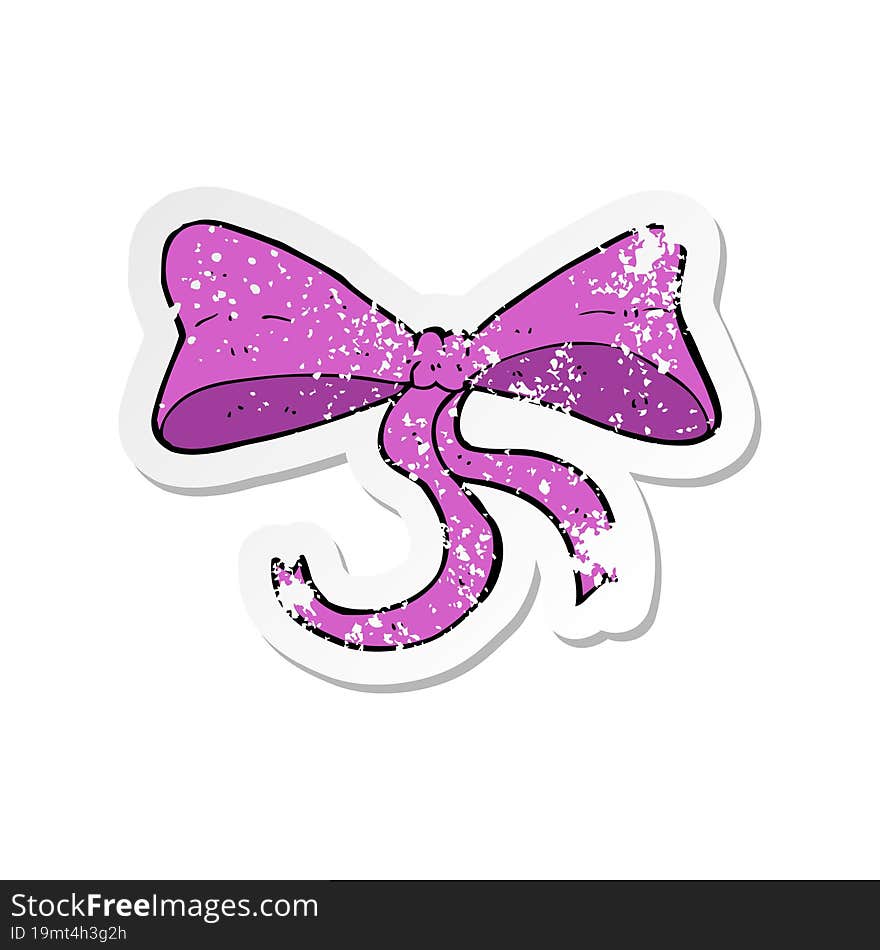 retro distressed sticker of a cartoon bow