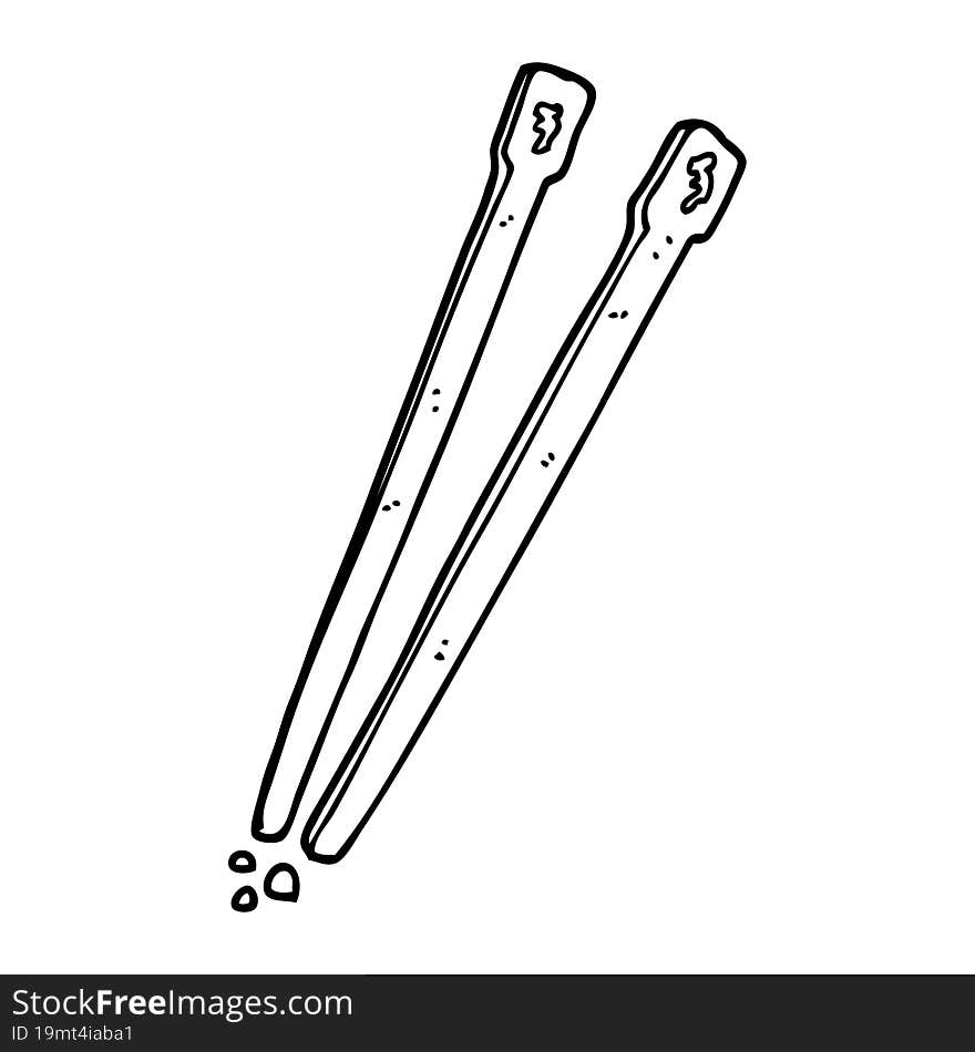 line drawing cartoon chop sticks