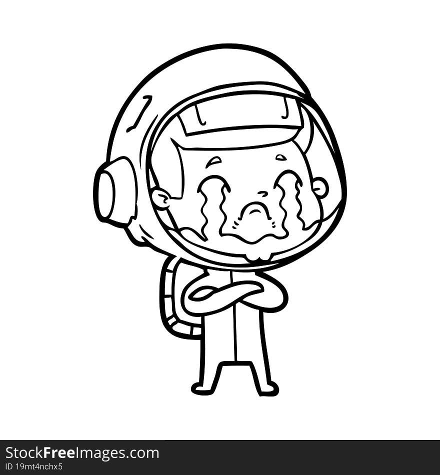 cartoon crying astronaut. cartoon crying astronaut