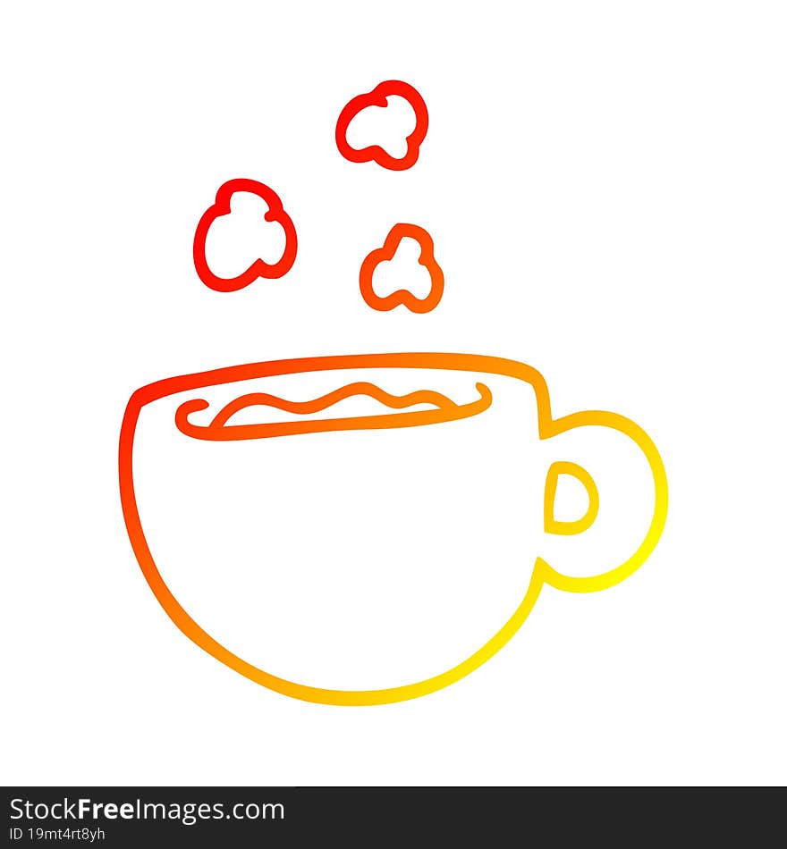 Warm Gradient Line Drawing Cartoon Coffee Cup