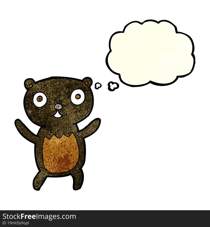 cartoon black bear cub with thought bubble