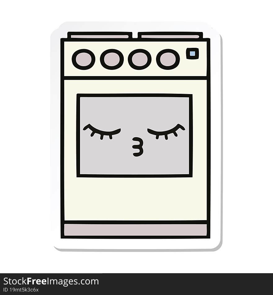 sticker of a cute cartoon kitchen oven