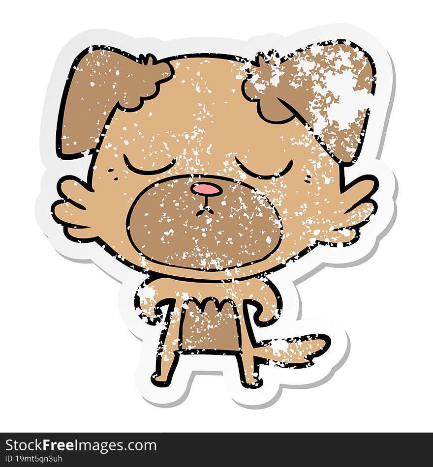 distressed sticker of a cute cartoon dog