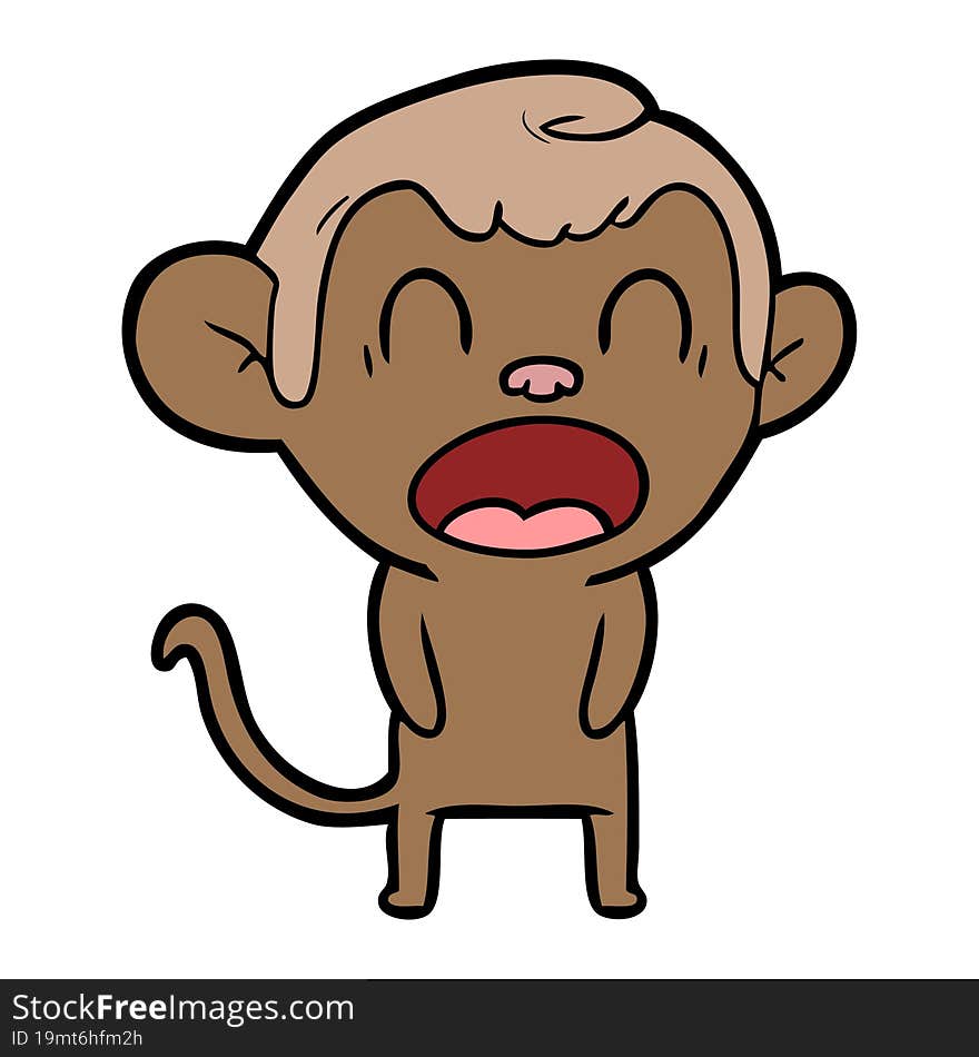 yawning cartoon monkey. yawning cartoon monkey