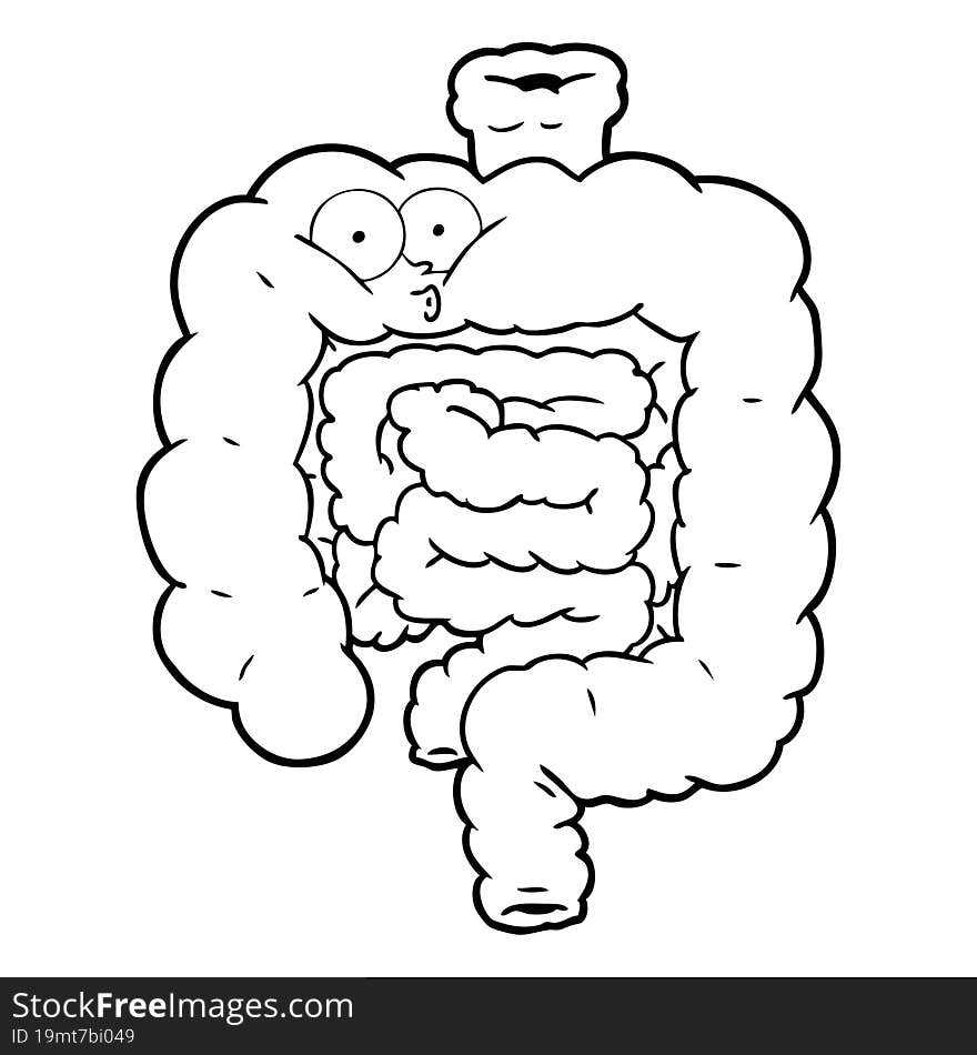 cartoon surprised intestines. cartoon surprised intestines