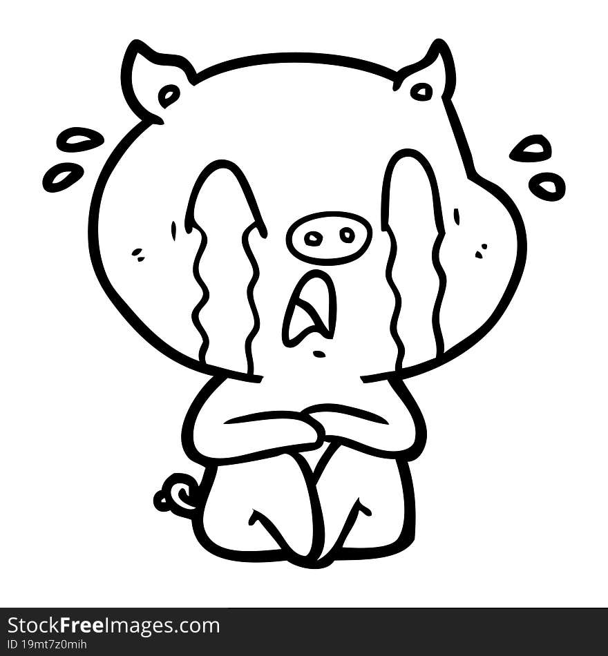 crying pig cartoon. crying pig cartoon