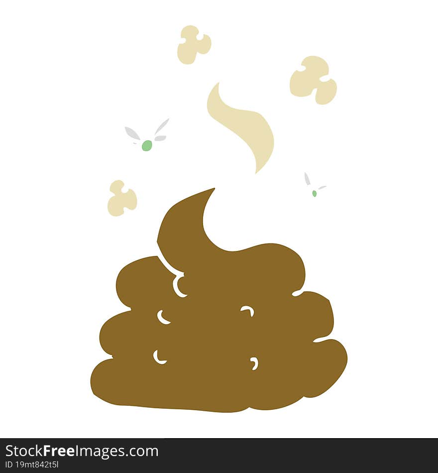 flat color illustration of a cartoon gross poop