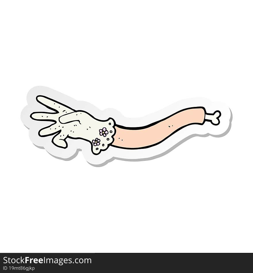 Sticker Of A Cartoon Spooky Victorian Arm Reaching