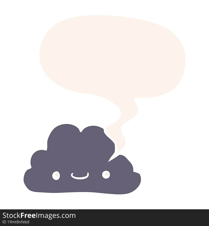 Cute Cartoon Cloud And Speech Bubble In Retro Style