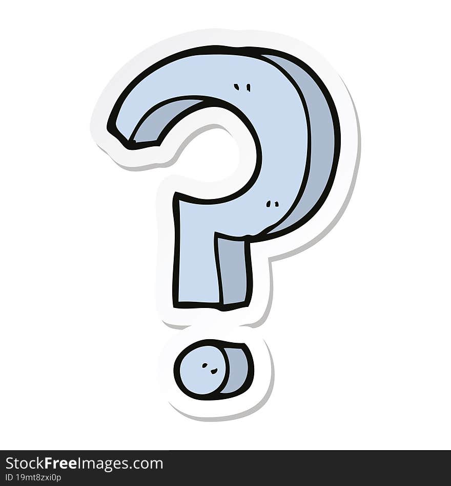 sticker of a cartoon question mark