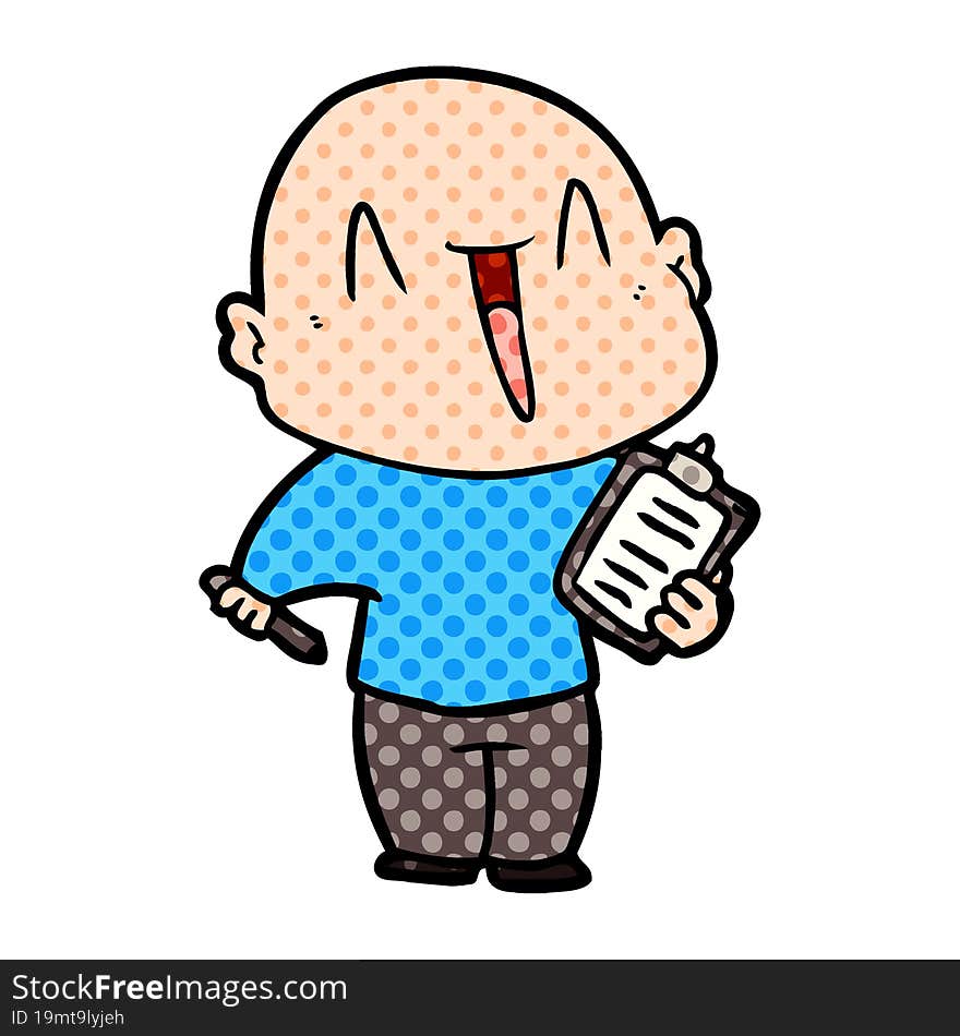 happy cartoon bald man. happy cartoon bald man