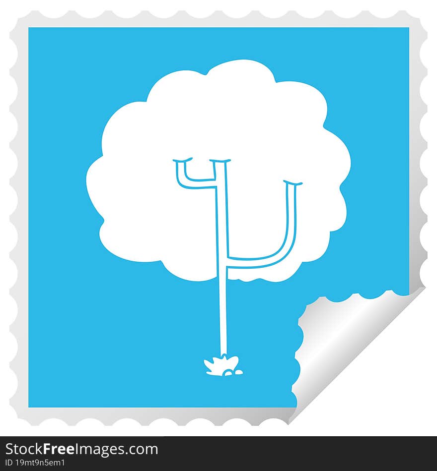 Quirky Square Peeling Sticker Cartoon Tree