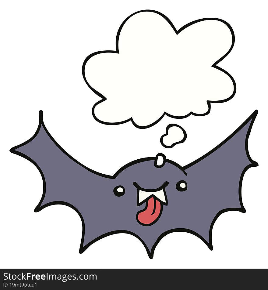 cartoon vampire bat and thought bubble