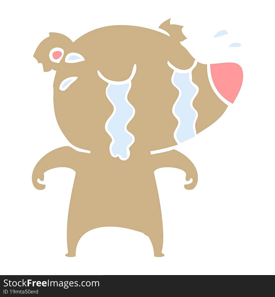 flat color style cartoon crying bear