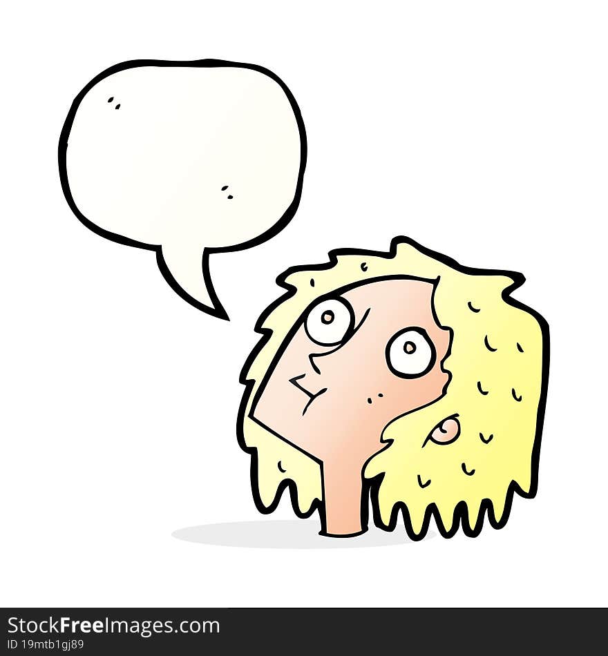 Cartoon Staring Woman With Speech Bubble