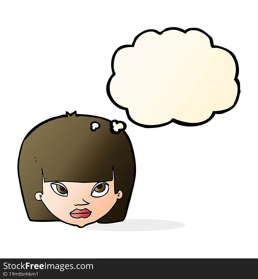 cartoon annoyed woman with thought bubble