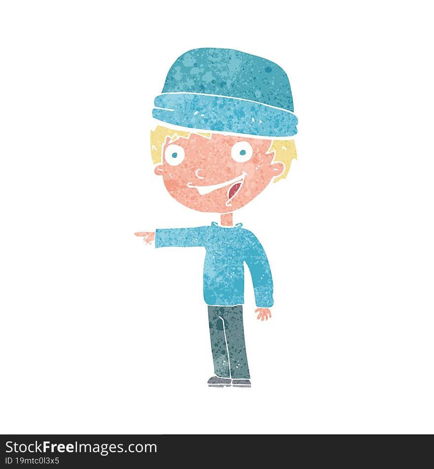 cartoon man wearing winter hat