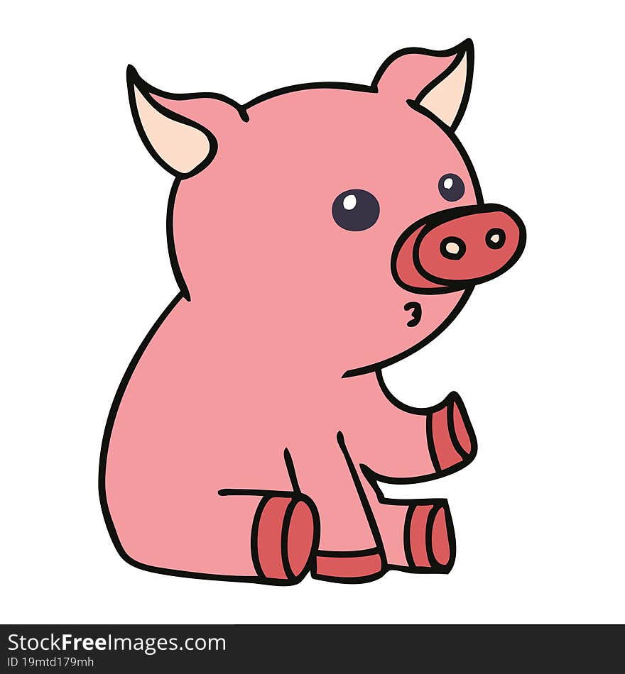 hand drawn quirky cartoon pig. hand drawn quirky cartoon pig