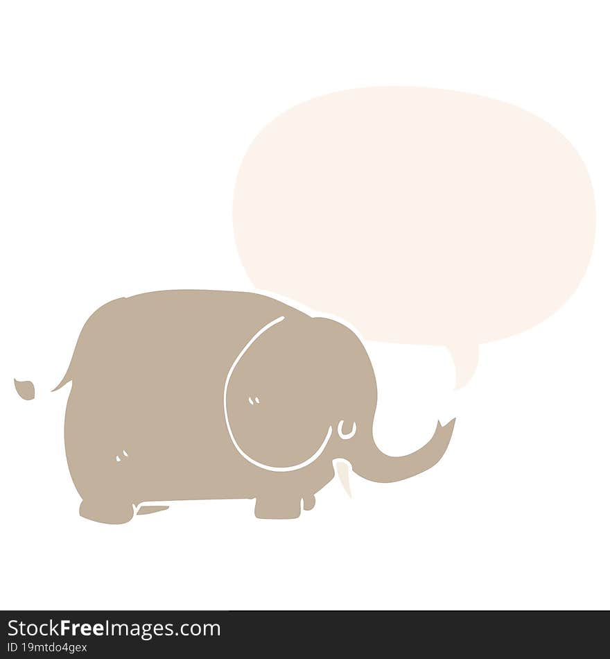 cartoon elephant and speech bubble in retro style