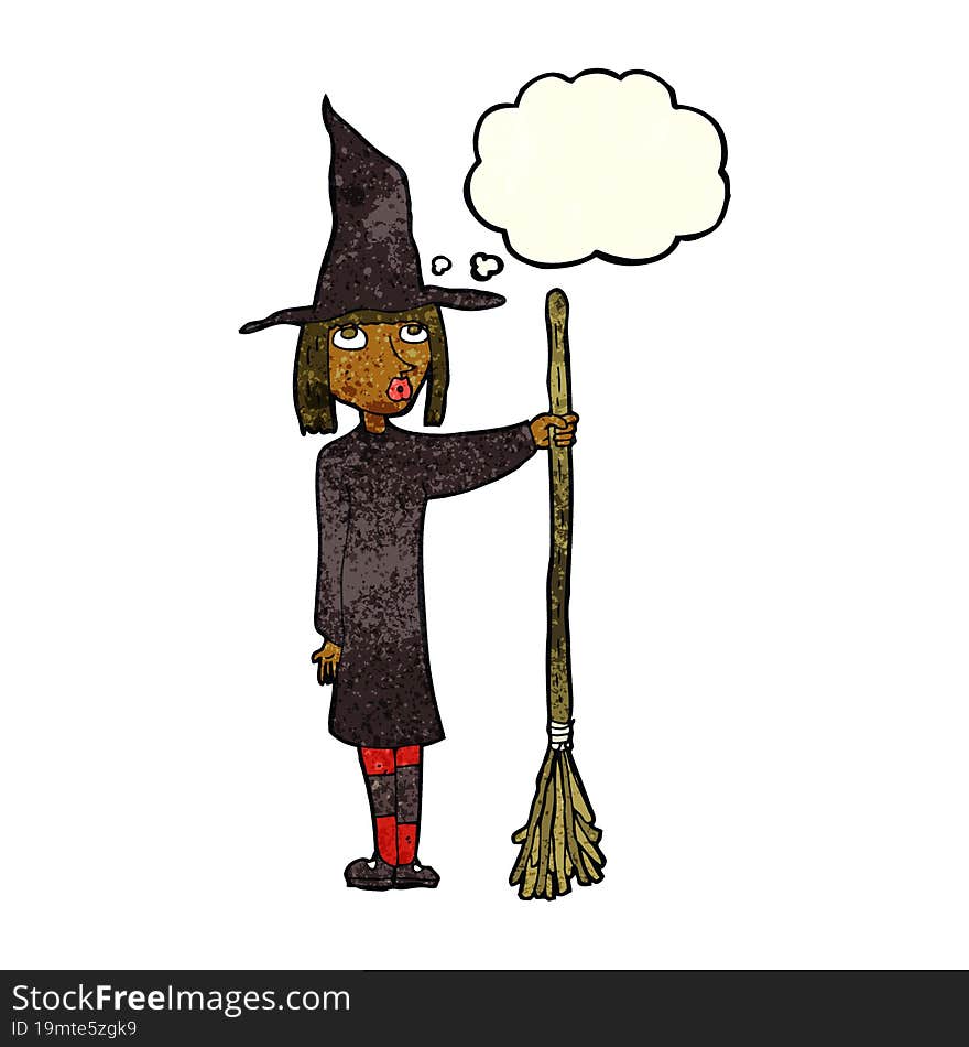 Cartoon Witch With Thought Bubble