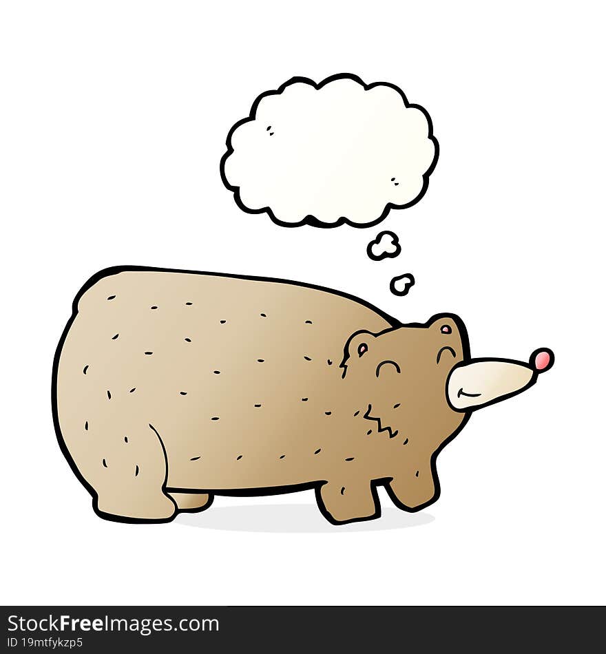 Funny Cartoon Bear With Thought Bubble