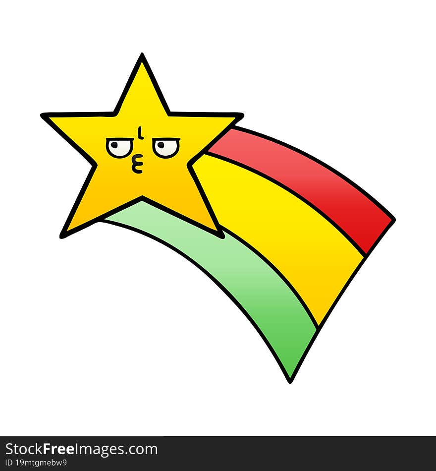 gradient shaded cartoon shooting rainbow star