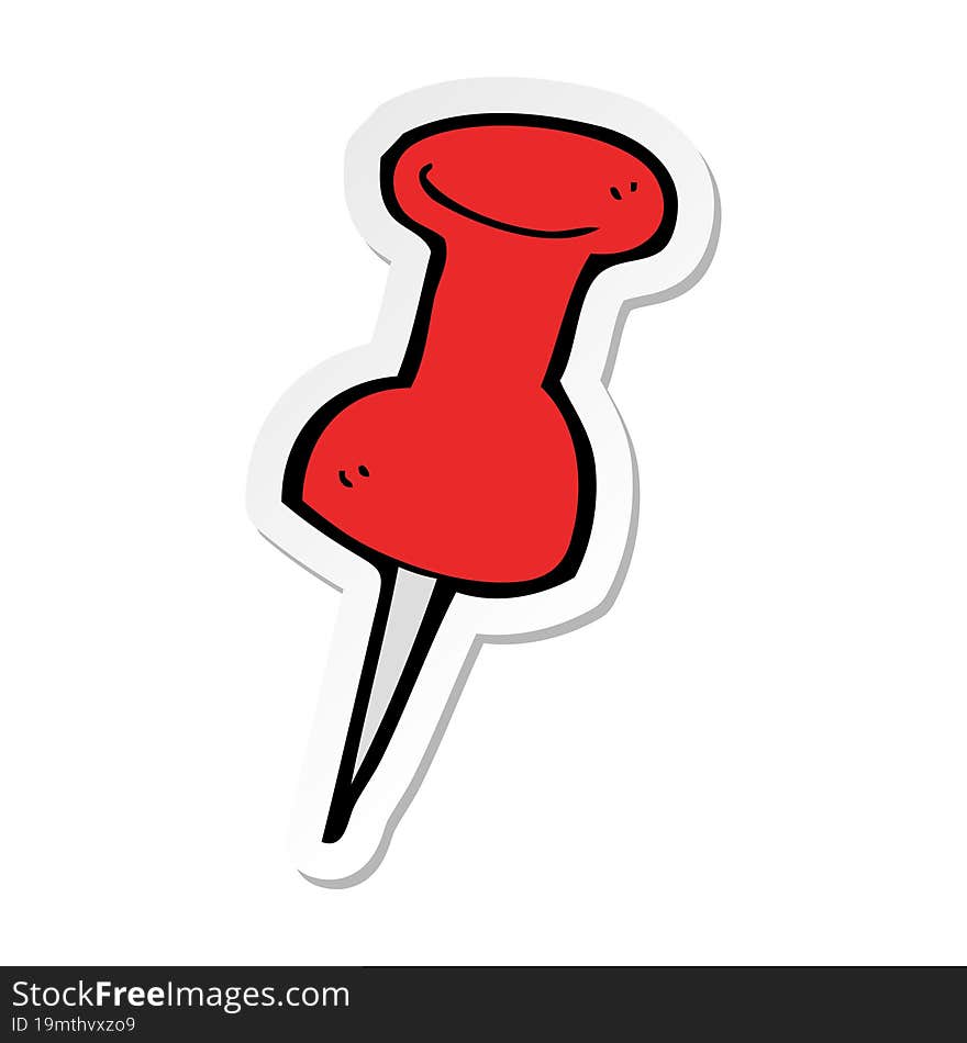 Sticker Of A Cartoon Drawing Pin