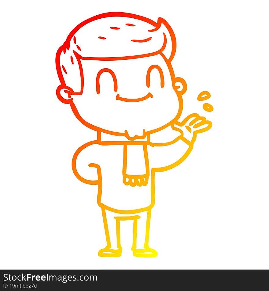 warm gradient line drawing of a cartoon friendly man