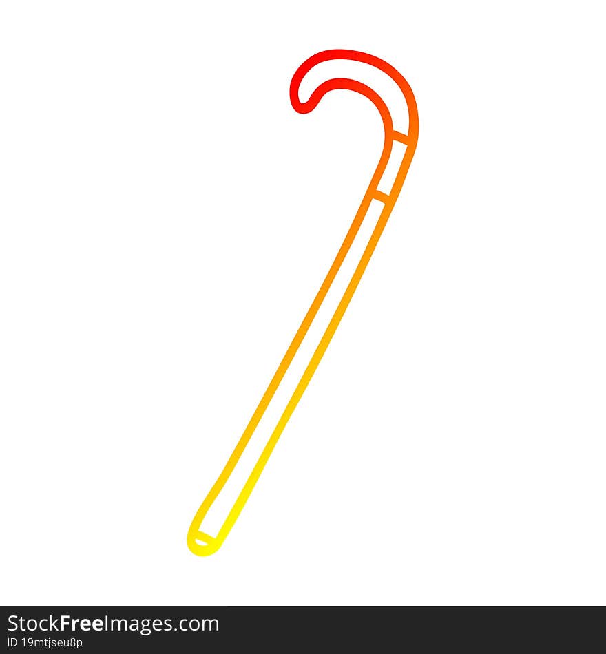 Warm Gradient Line Drawing Cartoon Walking Stick