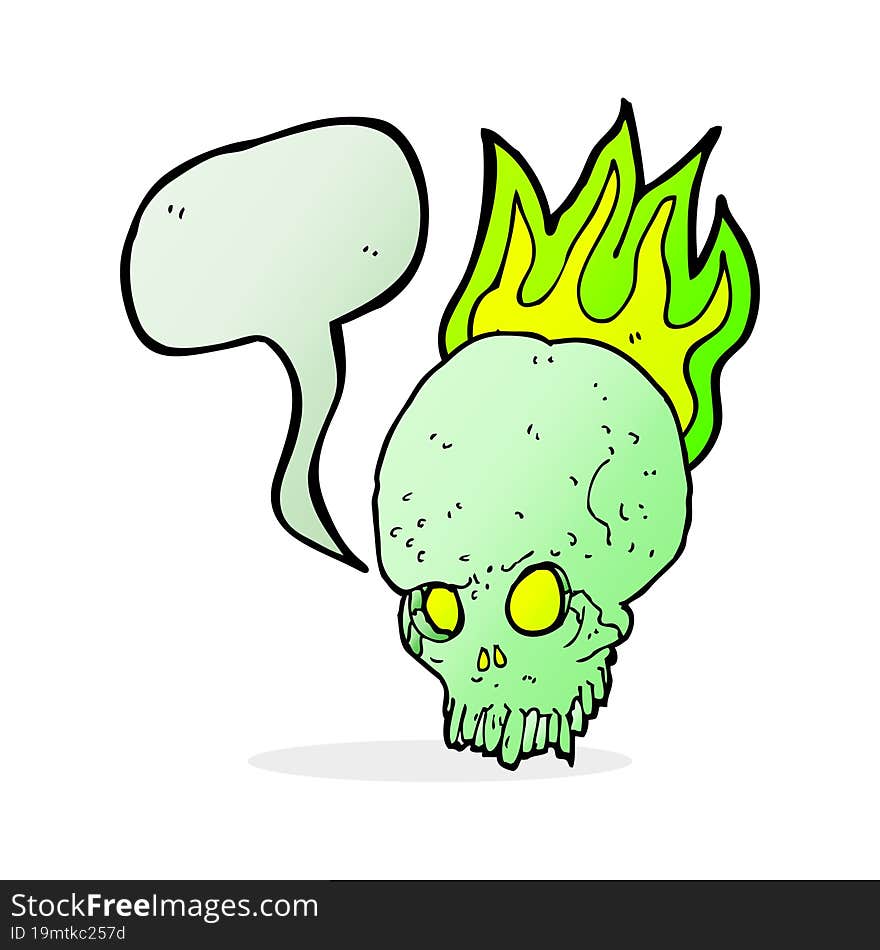 Cartoon Spooky Skull With Speech Bubble