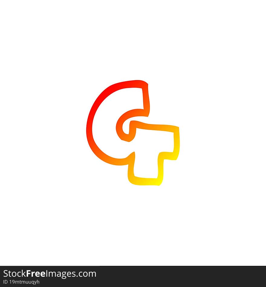 warm gradient line drawing of a cartoon letter g