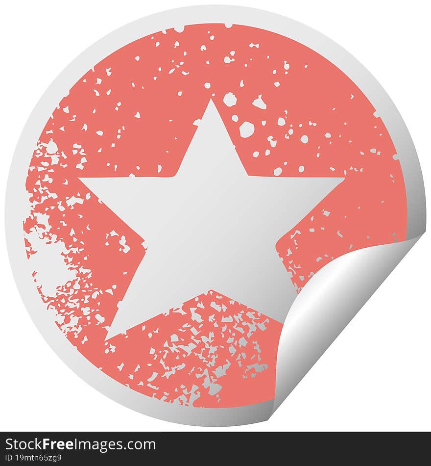 Distressed Circular Peeling Sticker Symbol Gold Star