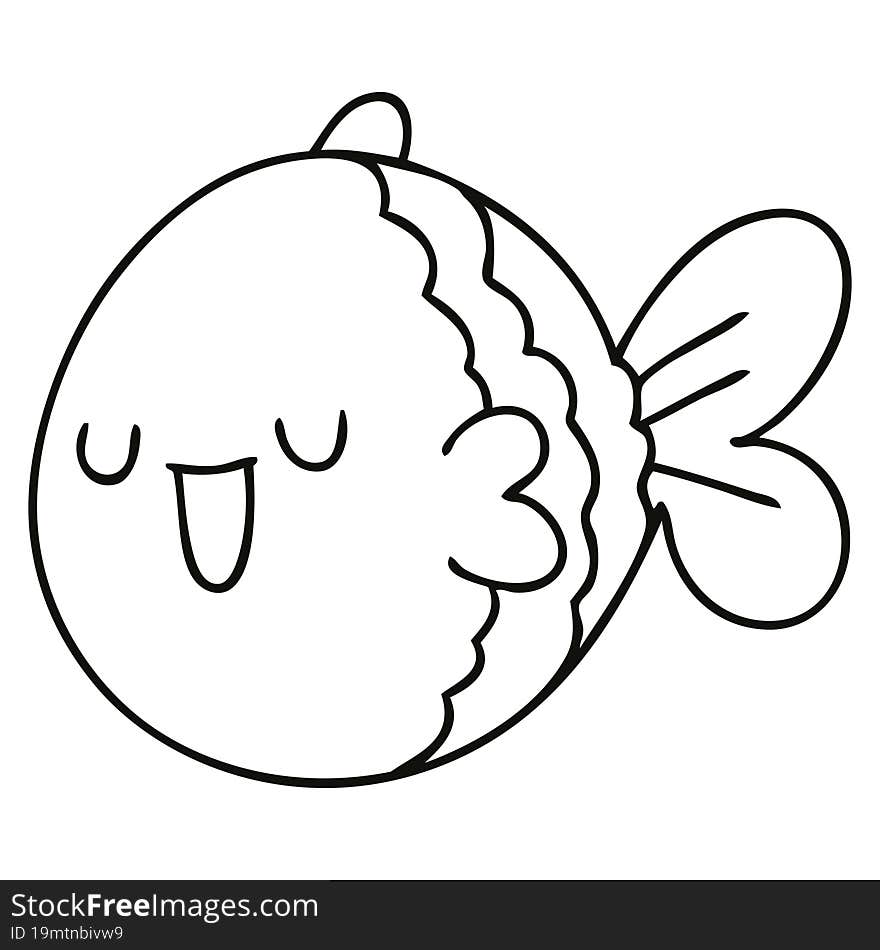 quirky line drawing cartoon fish