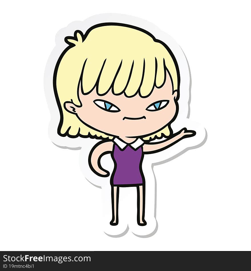 sticker of a cartoon woman