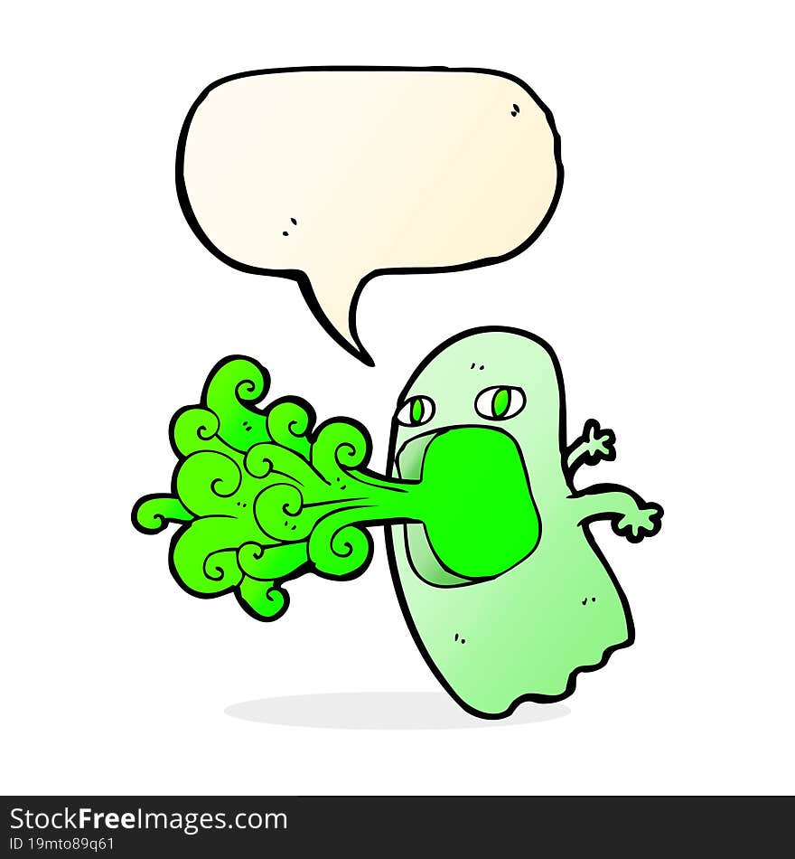 Funny Cartoon Ghost With Speech Bubble