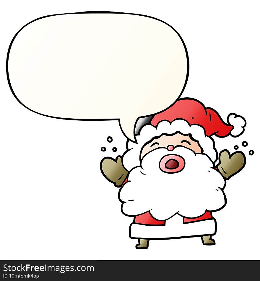 cartoon santa claus shouting in frustration and speech bubble in smooth gradient style