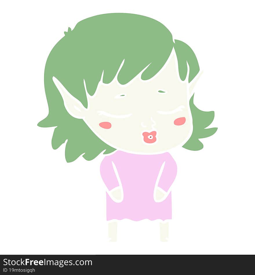 pretty flat color style cartoon elf girl