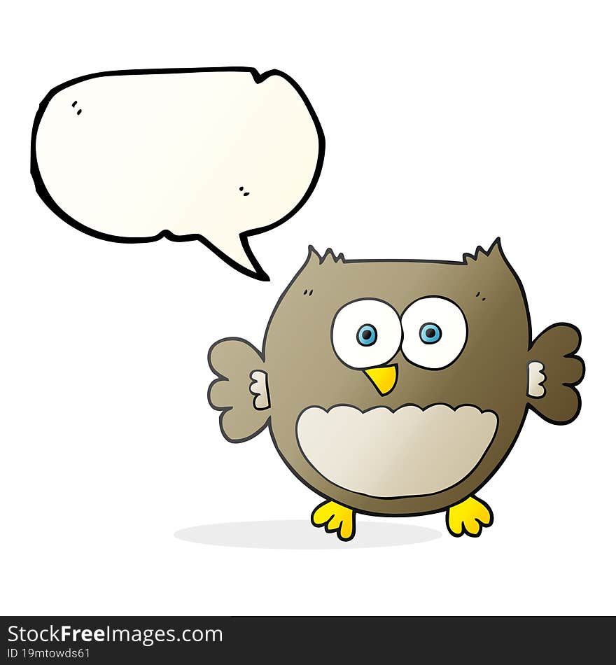 freehand drawn speech bubble cartoon owl