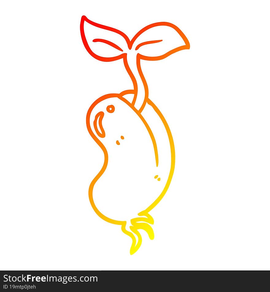 warm gradient line drawing cartoon sprouting seed