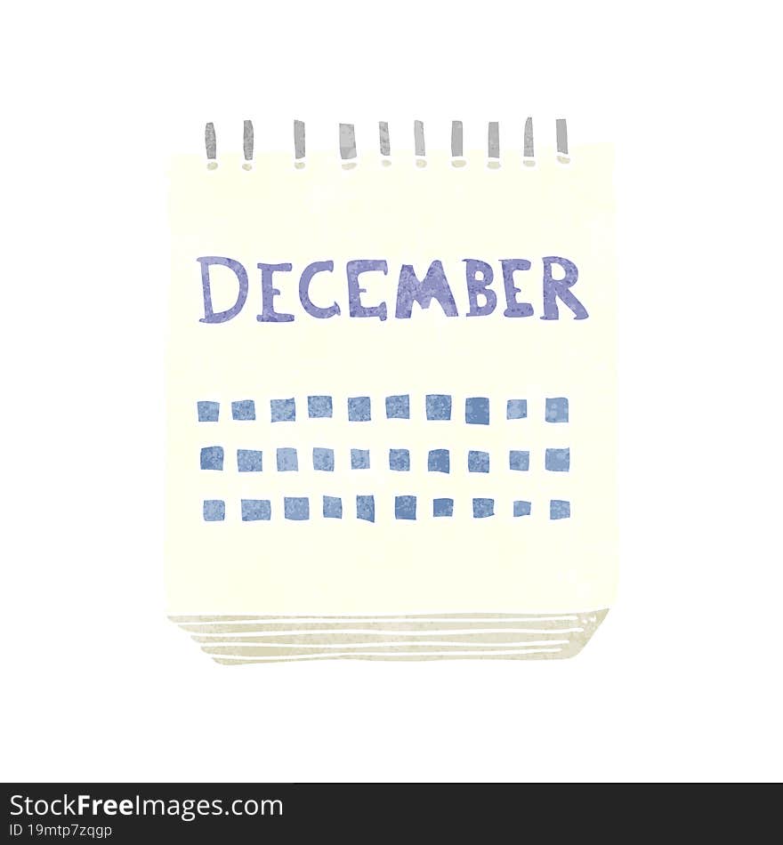 Retro Cartoon Calendar Showing Month Of December