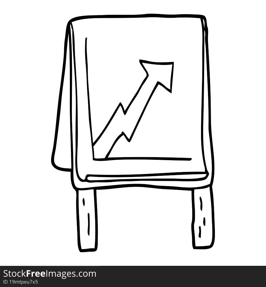 Cartoon Business Chart With Arrow