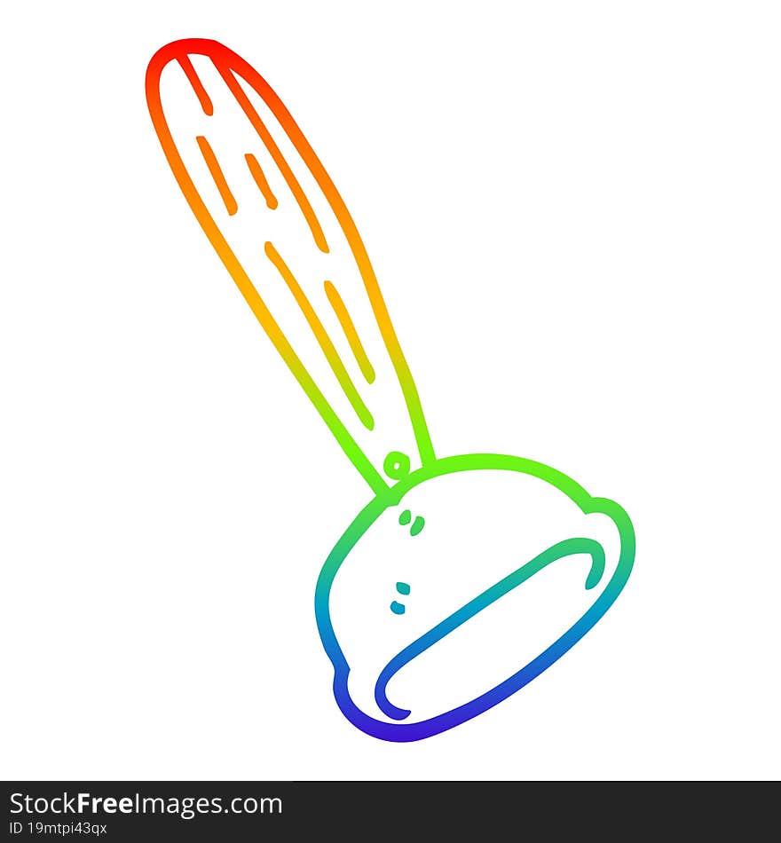 rainbow gradient line drawing cartoon toilet plunger