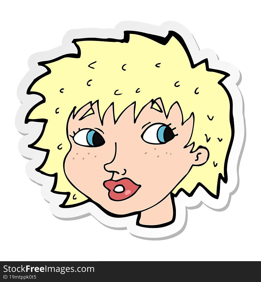 sticker of a cartoon surprised woman