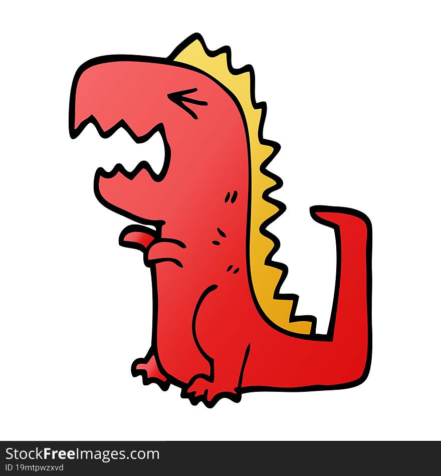 cartoon doodle roaring t rex