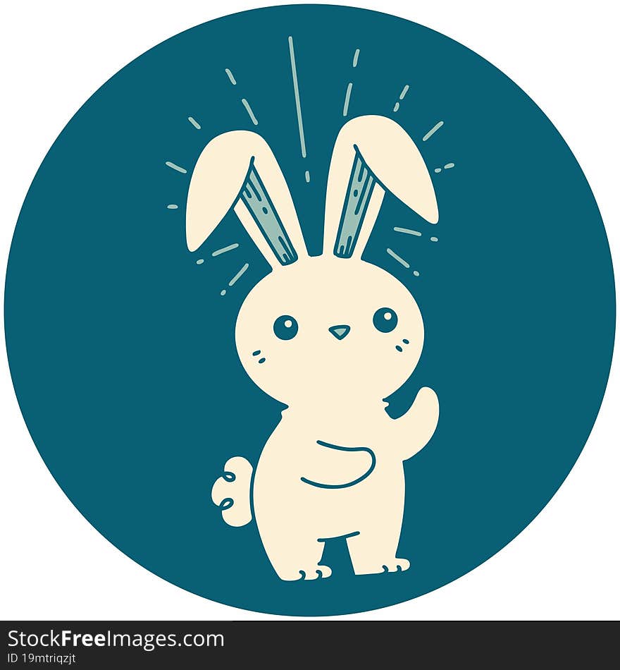 icon of a tattoo style cute bunny